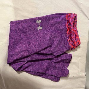 Under armour Cropped Leggings Womens XL Purple HeatGear Athletic Elastic Waist